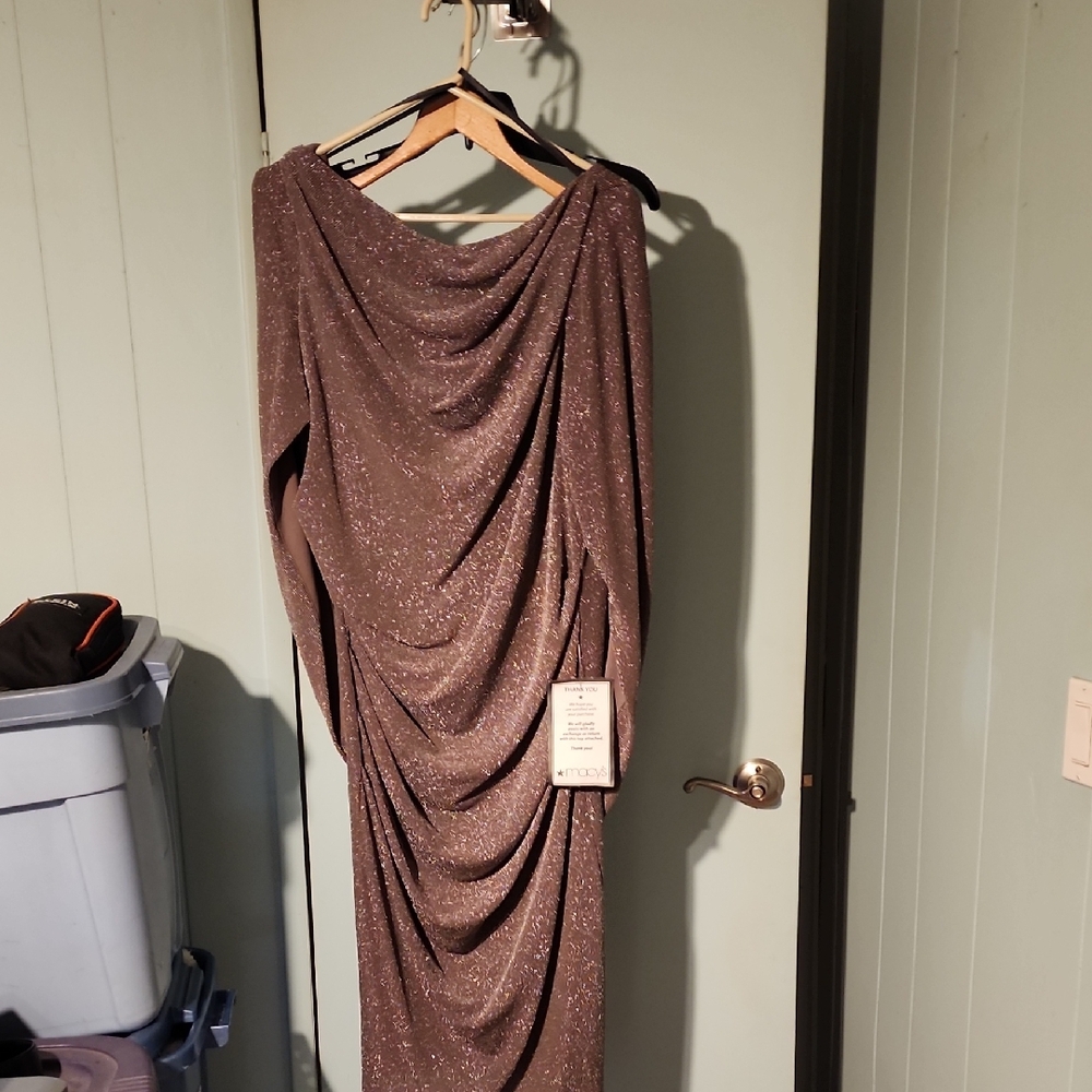 Shimmering Long Sleeve Draped Dress